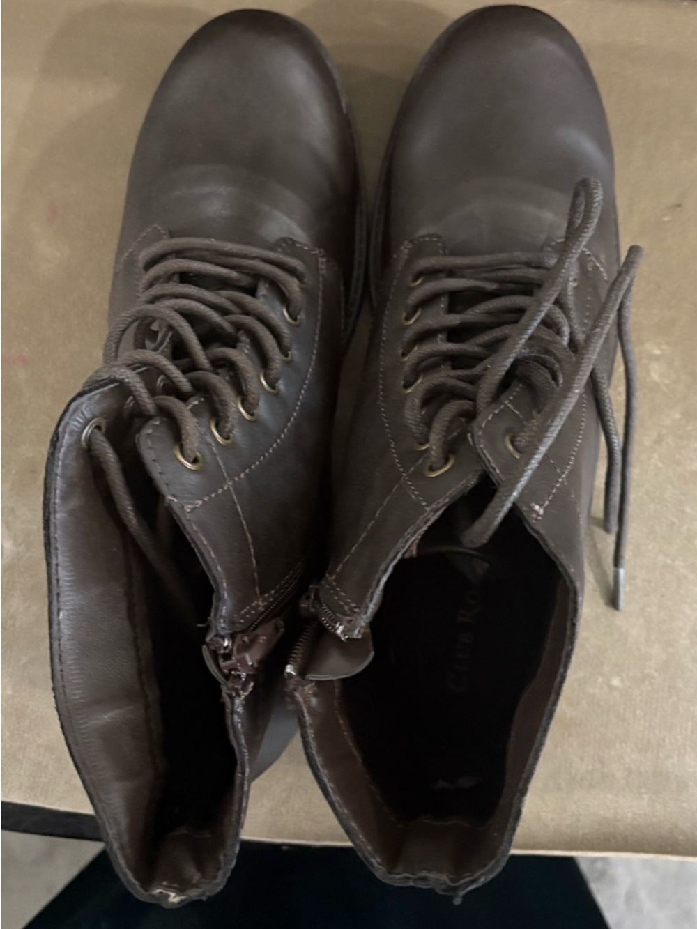 Club Room Men's Dark Brown Lace-Up Leather Ankle Boots